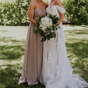 Azazie Taupe Lara Bridesmaids Dress size 2